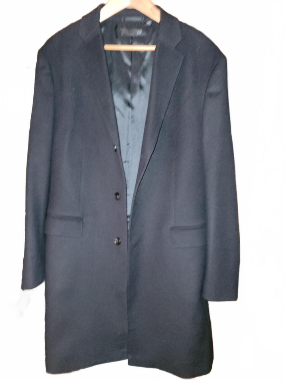 Uniqlo Men's Black Wool Blend Overcoat Size L